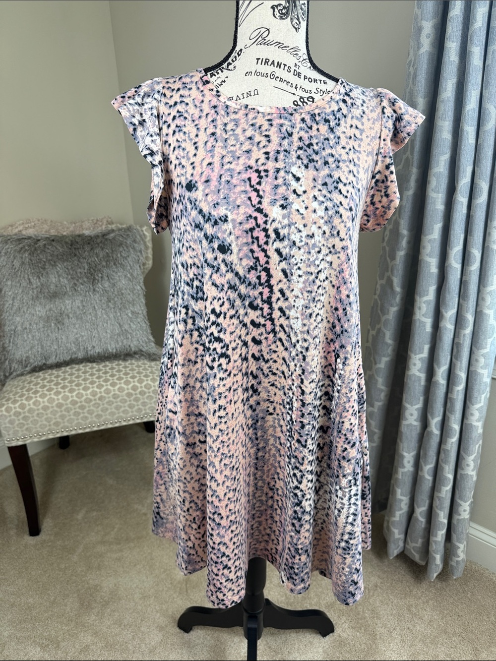 Womens Pink Animal Print Swing Dress